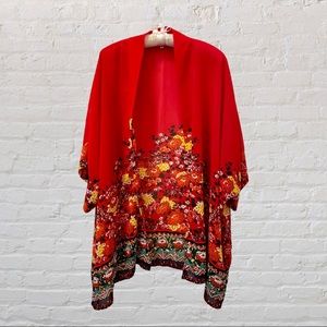 Floral Print Sheer Chiffon Loose Kimono